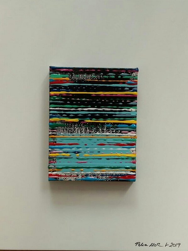Coloured lines 15 2019, 22x17, Acryl-Lack LW